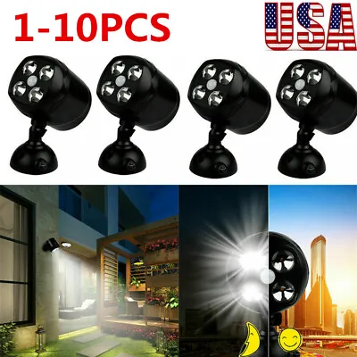 1-10pcs 4 LED Battery Powered Motion Sensor Security Light Outdoor Spotlight • $113.39