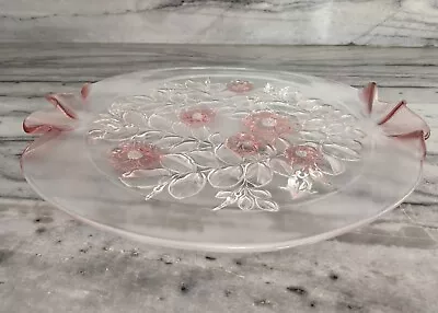 Vtg MIKASA Walther Pink ROSELLA Crystal Gass Round Cake Plate Platter 13 3/4  • $29.96