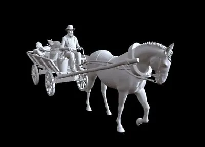 1/72 Resin Figure Model War II European Horse Drawn Cart Farmer Market Scene Mod • $18.99