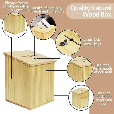 £38.99 • Buy  Wooded Funeral Suggestion Box Donation With Pocket & Lock- 07 Slightly Damaged