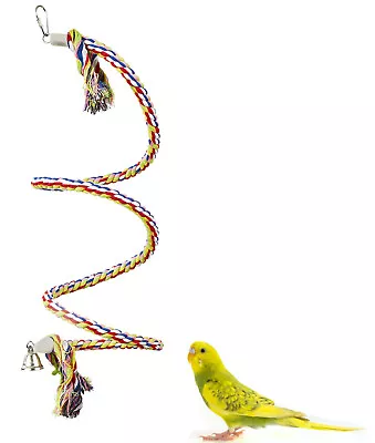 Colourful Spiral Rope Perch Small Bird Budgie Cockatiel Conure Perch Swing Toy • £8.99