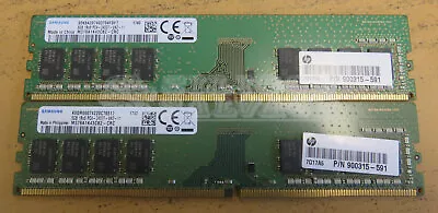 HP Samsung 2 X 8GB DDR4 1Rx8 PC4-2400T-U Desktop UDIMM Memory 900315-591 • $19.99