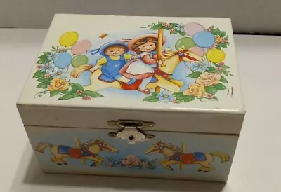 Vintage Gunther Mele Jewelry Box Ballerina Carousel Horses Wind Up Works • $24.95