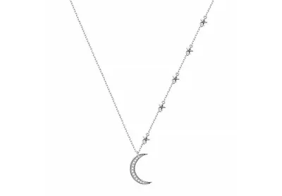 Sterling Silver Plated Moon & Star Necklace Pendant Choker 18'' Romantic Gift • $9.99