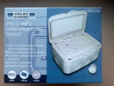 £7.99 • Buy Volex Outdoor Double Socket IP55 2 Gang 13 Amp Unswitched Socket