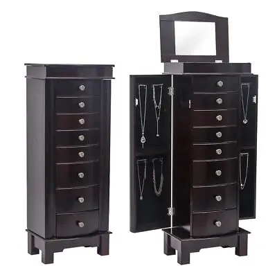 40  Wood Jewelry Cabinet Armoire Box Large Storage Space Chest Stand Holder • $126.99