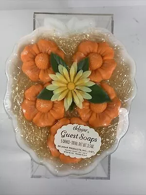 Vintage Delagar Guest Orange Flower Soap Cakes Milk Glass Grapes Bowl Tray Dish • $19.25