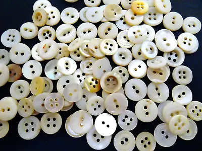 100 Assorted Genuine Shell Buttons 2-Hole & 4-Hole 1/2  Crafts Embellishment • $4