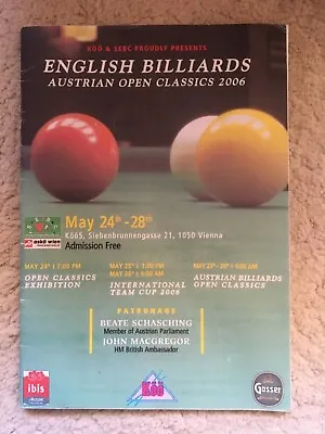£2.95 • Buy English Billiards Austrian Open Classics 2006 Programme