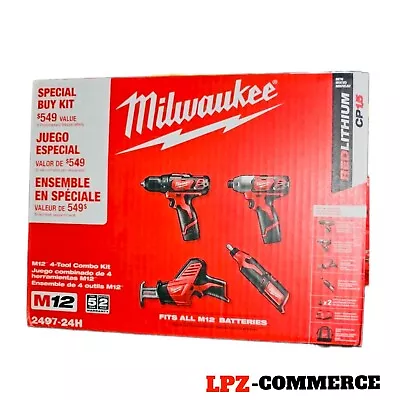 Milwaukee 2497-24 4 Tool Combo Kit M12 Lithium-Ion Cordless W/ 2 Batteries NEW • $220