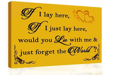 If I Lay Here - Snow Patrol QUOTE Canvas Wall Art Picture Print Mustard / Yellow • £12.95