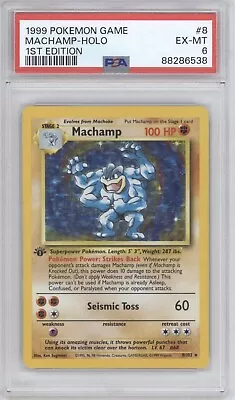 Machamp Psa 6 1999 Pokemon Base Set Unlimited #8 1st Edition Holo Rare 6538 • $0.99