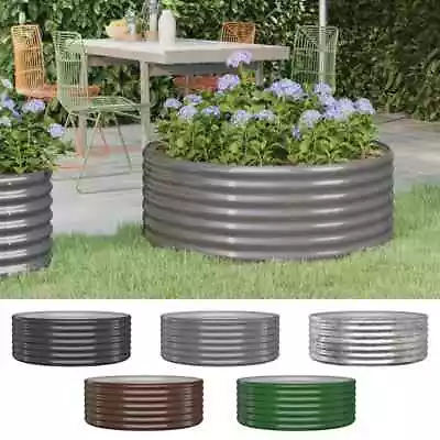 Garden Planter Patio Flower Pot Raised Garden Bed Powder-coated Steel VidaXL • £54.99