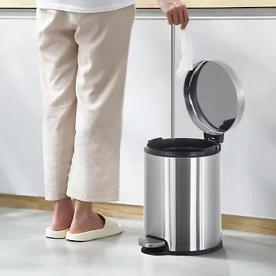 Stainless Steel Mini Trash Can 6L/1.6 Gallon Round Portable Pedal Garbage Can  • $37.99