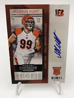 2013 MARGUS HUNT ROOKIE AUTO Panini Contenders #163 Card RC BENGALS SMU MUSTANGS • $4.99