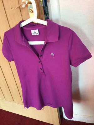 £6 • Buy Lovely Ladies Mauve Lacoste Short Sleeved Polo Top Size 10-12 (42)