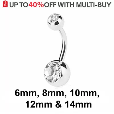 £1.79 • Buy Belly Bars Navel Bar Button Ring CZ Gem Body Piercing Jewellery Surgical Steel