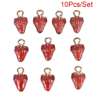£3.05 • Buy 10Pcs/Set Enamel Alloy Strawberry Charms Pendant Jewelry DIY Making Craft Gi S#