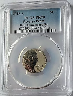 2018 S PR 70 PCGS Reverse Proof Jefferson Nickel 50th Anniversary Set  • £51.10