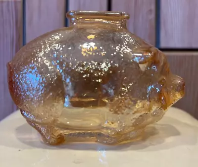 Vintage Anchor Hocking Glass Piggy Bank Vintage Iridescent Amber Glass • $15.99