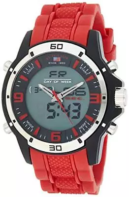 U.S. Polo Assn. Sport Men's US9534 Analog-Digital Watch With Red Rubber Band • $31.84