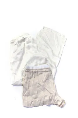 Zara Womens Faux Silk Shorts Pants Beige White Size Medium Lot 2 • $41.49