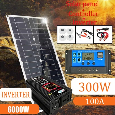 $98.99 • Buy 300W Solar Panel Kit Solar Power Generator 100A 110V Controller Caravan Grid