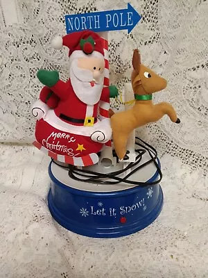 Gemmy Musical [None]Snow Globe Santa Reindeer Christmas Plays Lights Great~Read~ • $19.99