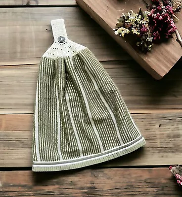 Crochet Tea Towel Topper Hanging Kitchen Oven Ribbed Terry Hand Towel Camping BN • $9.95