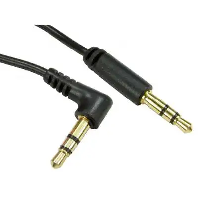 2m 3.5mm Jack To Jack Right Angle AUX Cable Lead Stereo Straight Plug GOLD Black • £2.99