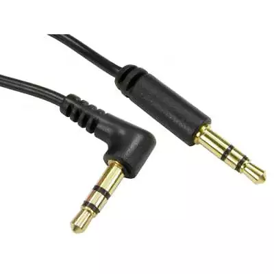 3m 3.5mm Jack To Jack Right Angle AUX Cable Lead Stereo Straight Plug GOLD Black • £2.49