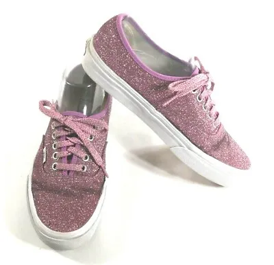 Vans Authentic Lurex Glitter Pink Sneakers Low Top Lace Up Shoes Womens US 8 *** • £27