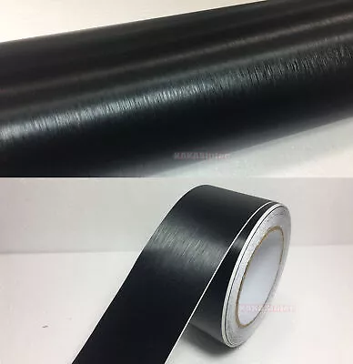 Decors Car Metal Brushed Steel Matte ALUMINUM Vinyl Tape Wrap Sticker Black VL • £3.58