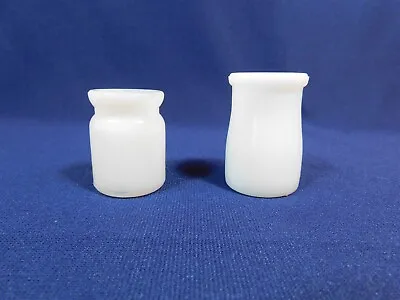 2 Vintage Miniature Opaque Milk Glass Bottles Cream Containers • $18.95