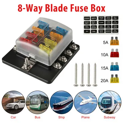 Fuse Box 8 Way Blade Fuses Holder Block With LED Indicator For Boat Van Car • $27.45