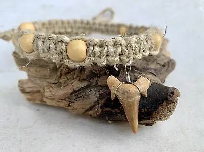 Hemp Surfer Necklace With Shark Tooth Pendant • $18.99