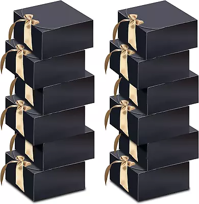 Black Gift Boxes With Lids 8X8X4InchesBridesmaid Proposal Box12 SetsKraft Pa • $18.72