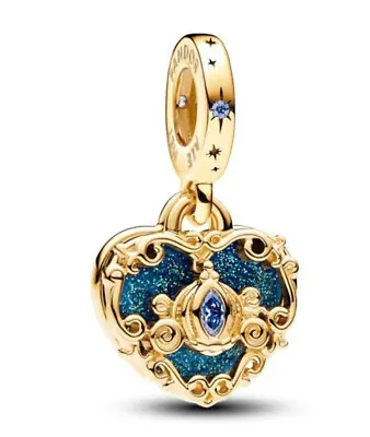 PANDORA Disney Cinderella's Carriage & Heart Double Dangle Charm • £39.99