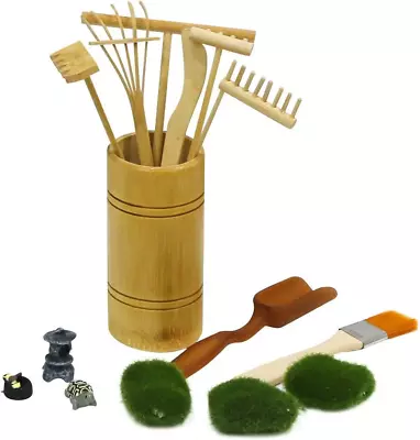 Mini Zen Garden Rake Tool - Tabletop Meditation Rock Sand Garden Kits With Moss  • $33.82