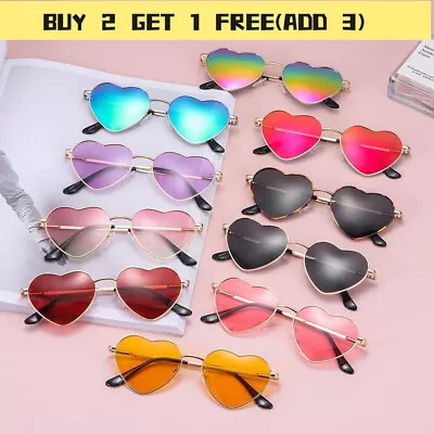 Women Metal Frame Shades 90s Glasses Heart-Shaped Sunglasses Heart Sun Glasses~ • £3.97