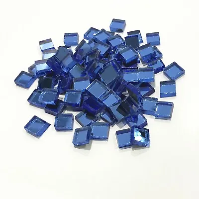 Blue Mirror Glass Mosaic Tiles Bulk 100 Pieces Crafting Supplies Wall Artwork • $12.50