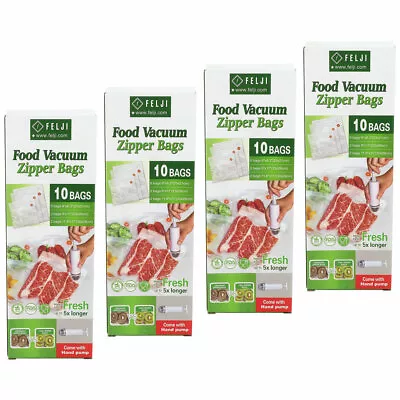 40 Pack Food Vacuum Sealer Bags With Hand Pump BPA-Free Fits Foodsaver Sous Vide • $31.99