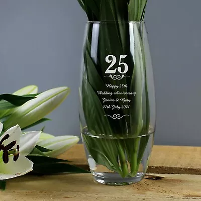 £19.50 • Buy Personalised Anniversary Vase 20th 25th 30th 40th 50th 60th Gift Present Anni