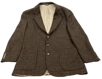 Harris Tweed Hunt Club Brown Sport Coat Jacket Wool Blazer Men's 44 R • $65