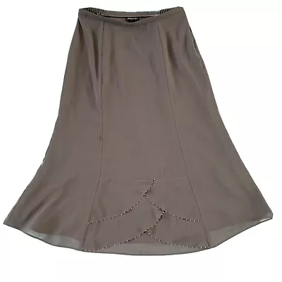 Women’s Jacques Vert Doublelure Long Skirt UK14 EUR40 CAN12 Brown Pleated • £16.16