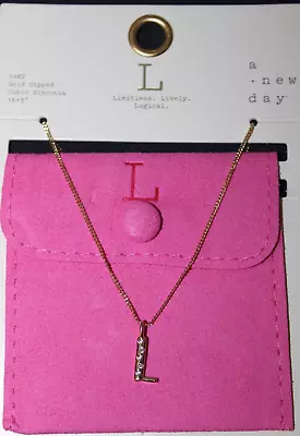 14K Gold Dipped Cubic Zirconia Necklace Letter L - NEW [18-3] • $6.50