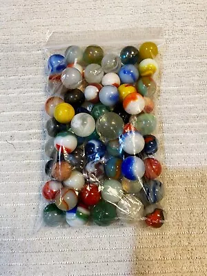 50+ Vintage Glass Marbles In Bag Estate Auction Find ~ B1 • $14.99