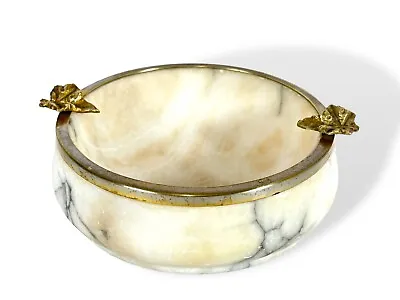 Vintage '60 Marble Ashtray / Sweets Dish With Metal Decor • £24