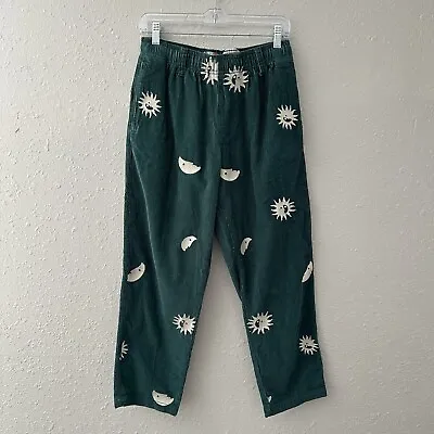 Urban Outfitters Pants Mens Size Small Green Corduroy Embroidered Straight Leg • $26.99