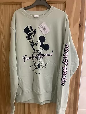 £5 • Buy Disney Mint Green & Pink Mickey Mouse Sweatshirt Size 10 Medium BNWT